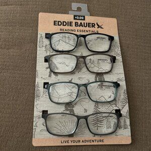 EDDIE BAUER Men's Reading ESSENTIALS Designer Glasses +3.00 Asst. Color Set Of 4
